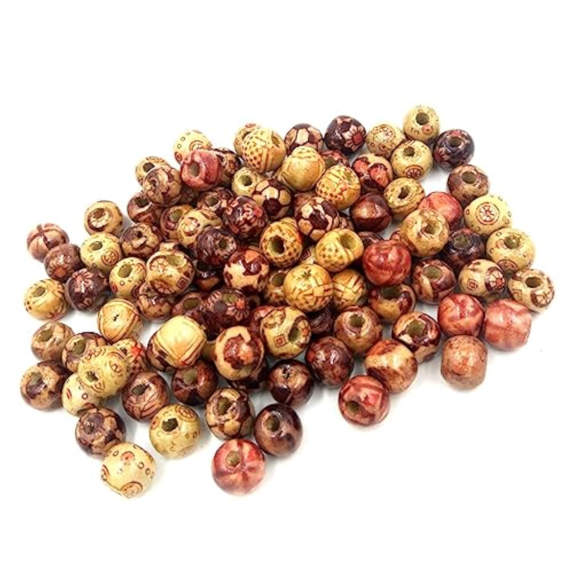 Mixed Round Wooden Beads for Jewelry Making, Loose Spacer Charms
