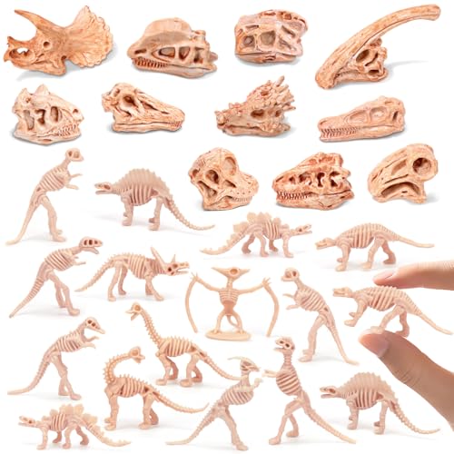 Zealor 70PCS 3.7 Inch Dinosaur Bone for Sandbox White Dinosaur Fossil Skeleton Plastic Skull Dino Dig Toy Kit for Puzzle Game Sensory Bin Birthday Party Dino Scavenger Hunt Science Class Prize Cupcake