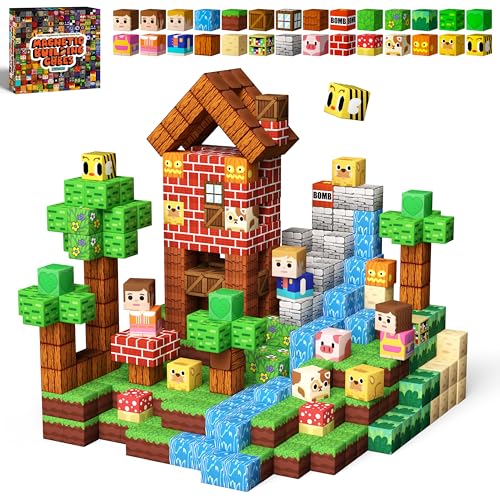 KIDCHEER 100 PCS Magnetic Blocks Forest Adventure Sensory Learning Toy & Building Game Set for Kids Ages 3+ | Nature Gift for Boys Girls & Toddlers