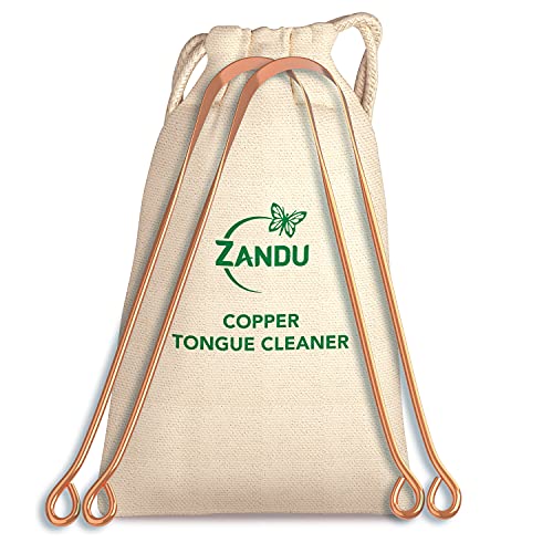 Image of Zandu Copper Tongue Cleaner (Pack of 2) :An Anti-Microbial Tongue Cleaner for Managing Oral Health | Reduces Bad Breath & Supports Digestive Health | Comfortable & Flexible Handle | Easy & Safe to Use