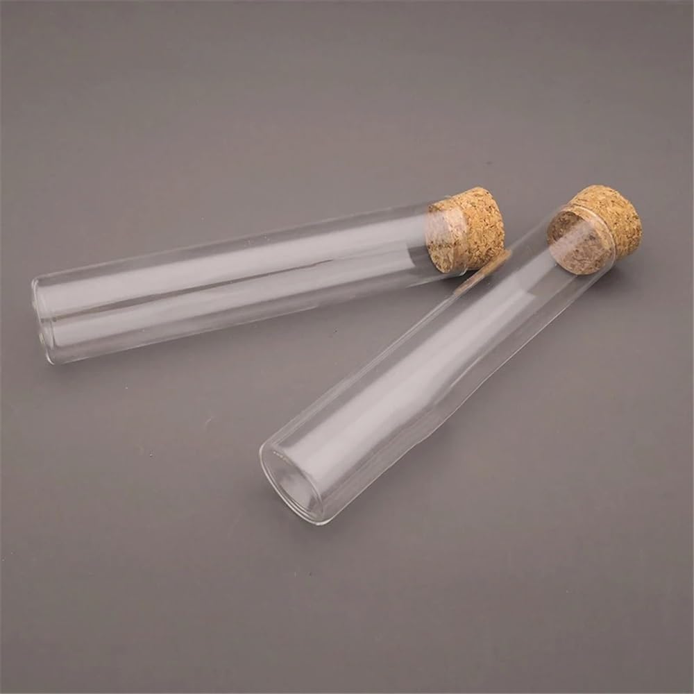 Szklane probówki z korkowymi zatyczkami ， Szklana probówka z płaskim dnem i korkiem, 30 mm x 150, 80 ml, opakowanie 10 szt