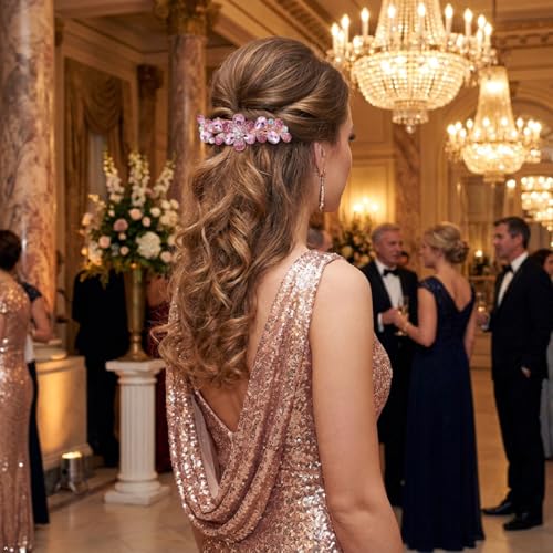 Pinza para cabello con diseño de flor y cristales miniatura 2