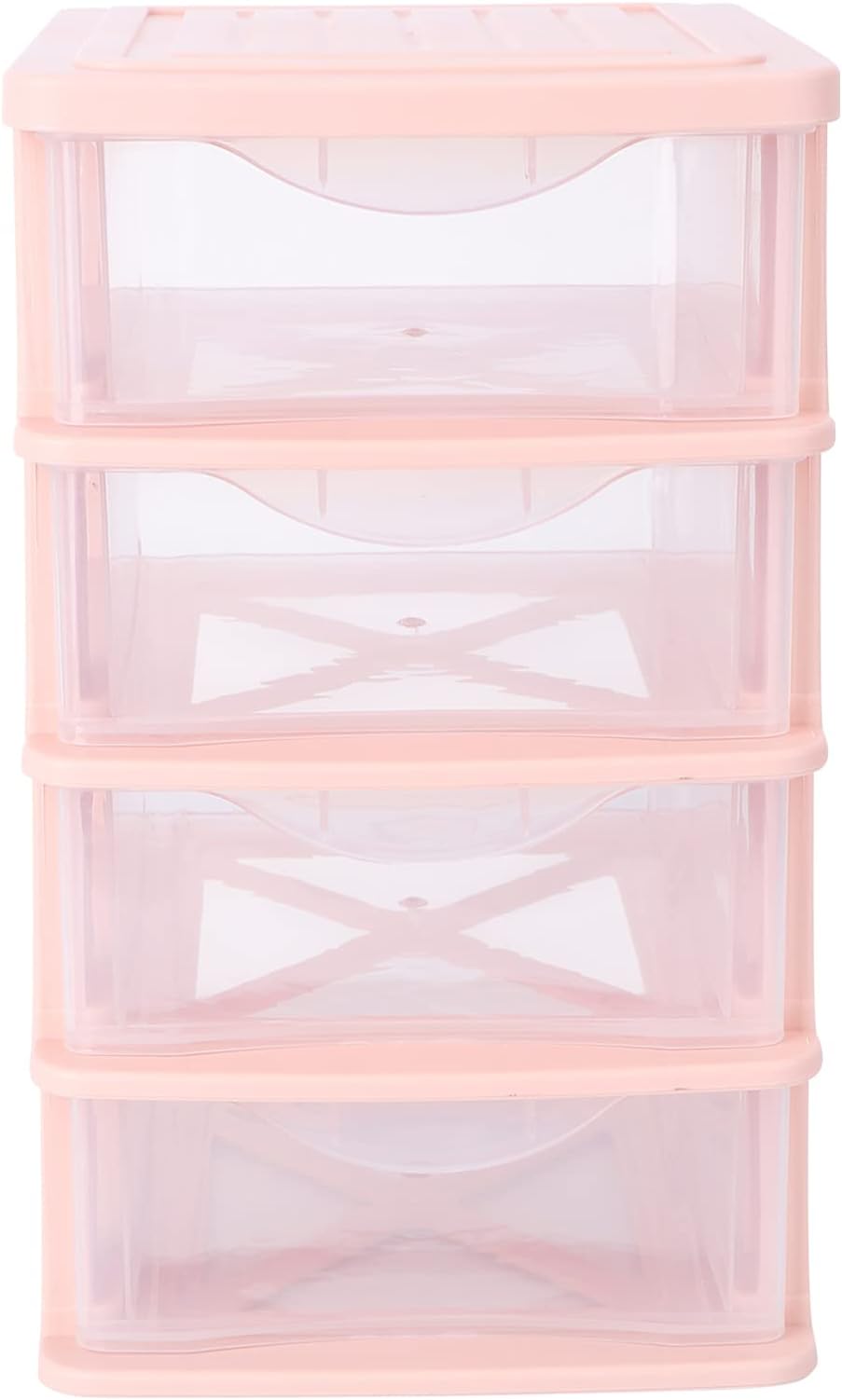 HANABASS4 Tiers Plastic Storage Drawers, Desktop Storage Case, Transparent Small Storage Drawers, Multilayer Storage Box Stackable Storage Drawers for Office Bedroom 30.5×17.5×13.5 CM