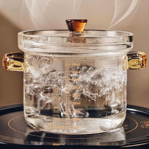 Serenitison Casserole Vision,Casserole en Verre,Saladier de Fruits Transparent,Pot à Oeufs cuit à la Vapeur,pour Faire des œufs Cuits à la Vapeur,des...