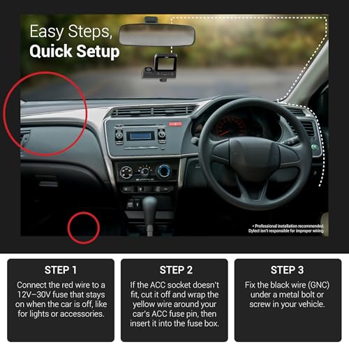 Image of Dylect Dash Cam Hardwire Kit - Universal for Brands Like 70mai, Redtiger, Qubo, Boat | 24H Parking Mode & Low Voltage Protection | 3.5M Long Cable | Compatible with Front Fuse Cars Only