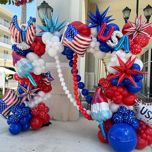 Image of 3pcs 26inch 3D Red white Explosion Star foil balloon, red white Foil Cone Star burst Balloons for Birthday Wedding New Year Party Event