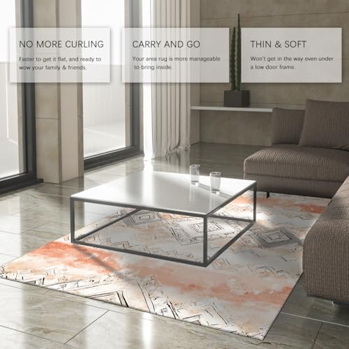 Tapis de sol géométrique moderne 180x210 cm aux finitions soignées pour salon - 4