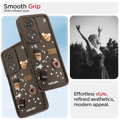 Image of Pikkme Back Cover for Oppo A38 4G / Oppo A18 4G | Cute Fun Cartoon 3D Bear Silicone Full Body Protection Bumper Cover (Brown)