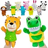 beetoy Puppets with 2 Hand Puppets & 10 Finger Puppets - Soft Plush Animal Finger Puppet Toys for Ki
