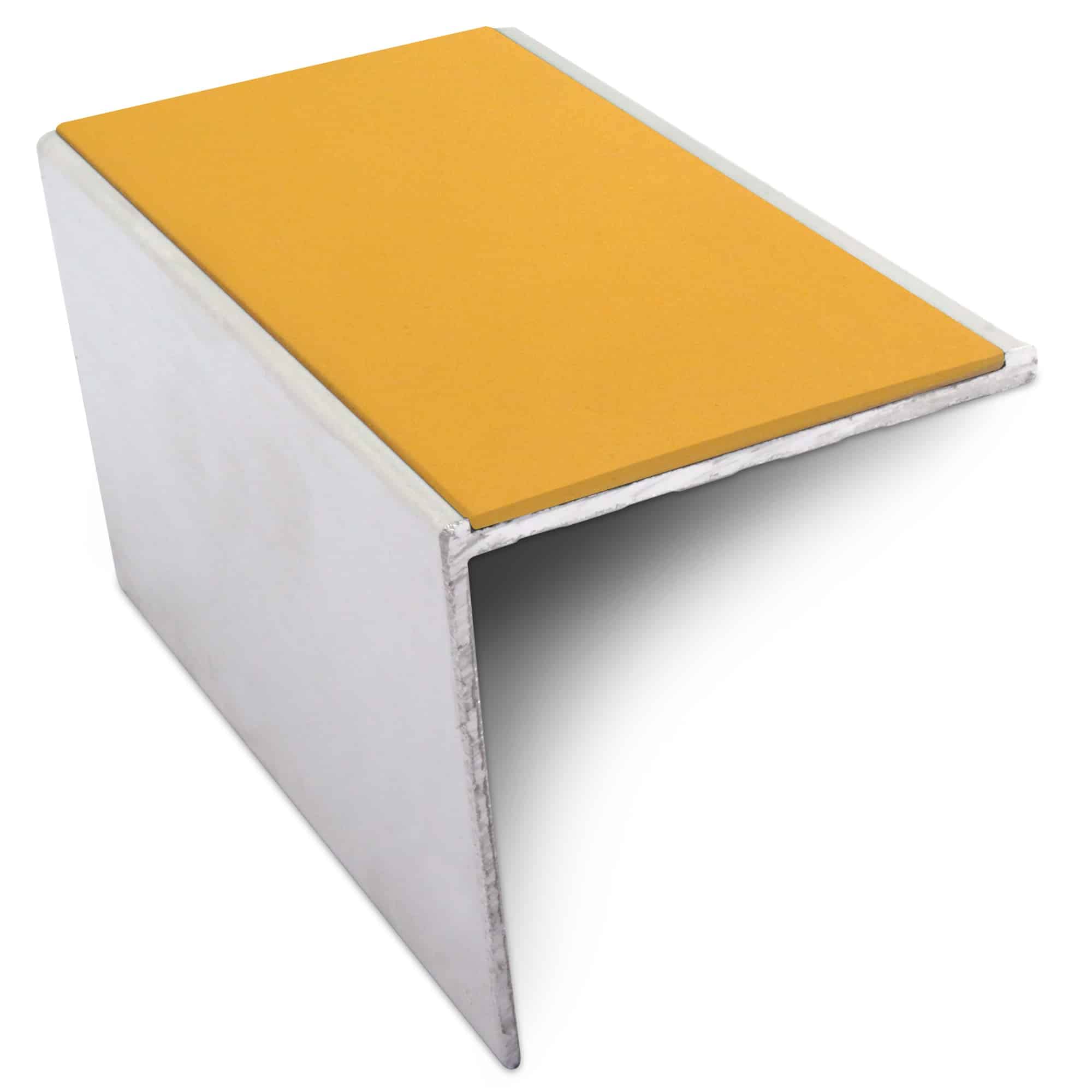 NSL19 56 x 55mm DDA Compliant Aluminium Non Slip Stair Nosing Edge Trim with PVC Insert - Saffron, 2.0m