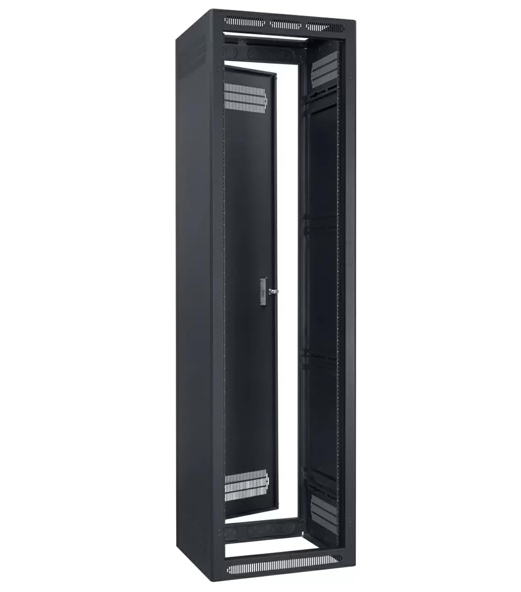 Lowell LER-4422-LRD LER Series 44U X 22 Inches D Enclosed AV Rack Without Rear Door, Black; Pilot Point Screws with Captive Washers; Threaded Inserts (for Optional Leg Levelers); Grounding Stud