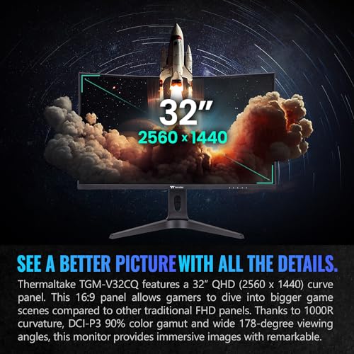 Image of Thermaltake TGM-V32CQ Gaming Monitor /32in /CurveQHD 2K 1440P /170 Hz Refresh Rate /Black, GM-GCE-32CEQB-US