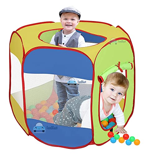 FunBlast Foldable Hexagon Ball Pool for Kids with 50 Balls,Ball Pool Tent for Kids,Playhouse Ball Pool Ball Pit Tent ( Multicolor), Tent House Theme