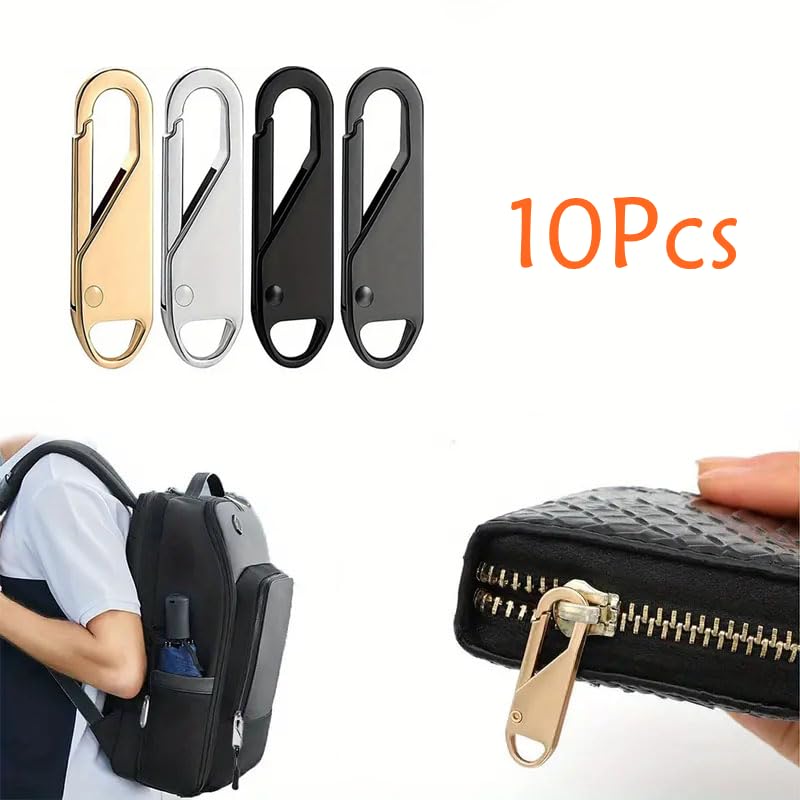 Tirador de cremallera fijo, 10 piezas de cremallera deslizante, bolsa de reparación instantánea de cremallera, repuesto de mala hebilla, bolsa de viaje, maleta, cabeza de cremallera, manualidades de c