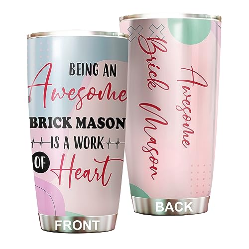 MEDROC Awesome Brick Mason Tumbler Stainless Steel 20oz, Funny Brick Mason Gifts Bulk For Birthday Christmas, Brick Mason Gifts For Men Women Office Coworker Driking Coffee Cup Humor