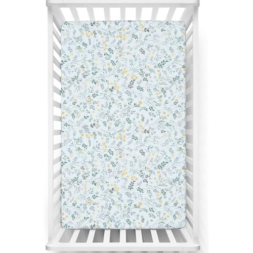 Image of Fitted Cot Crib Sheet | Bed Sheets for Newborn Baby Crib Mattress | Deep Pocket All Round Elastic Fitted Crib Sheet for Baby| Size 132 cm x 71 cm | Crib Sheets - 28 inchx52 inch | Garden-Bloom