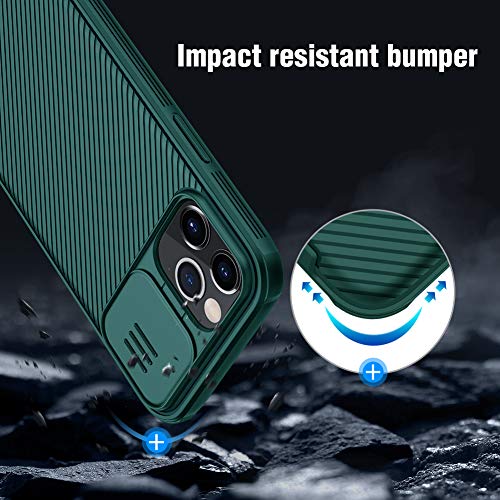 Image of Nillkin CamShield Pro Slim Case Compatible with iPhone 12 /iPhone 12 Pro, Protective Cover Case for 12 Pro with Camera Protector Hard PC and TPU Phone Case for Phone 12 6.1'' Green