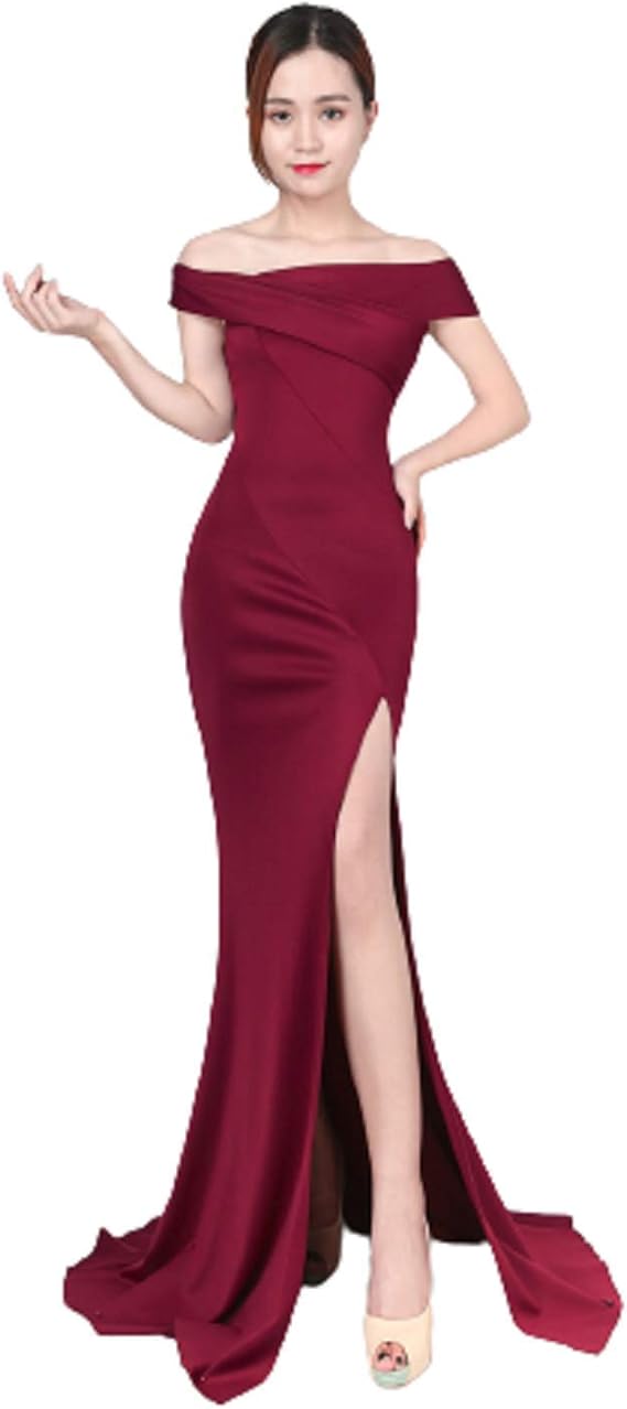 Amazon Aruka Dress アルカドレス スリットドレス パーティードレス カクテルドレス ロング 二次会 結婚式 およばれ キャバドレス Aruka Lucinda L ワインレッド イブニングドレス 通販