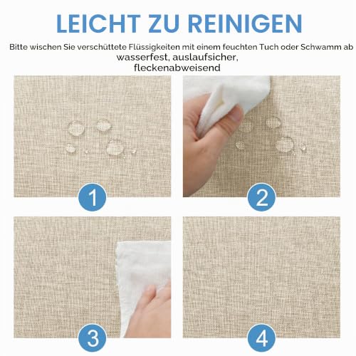 DWCN Leinen Beige Rund Tischdecke 120cm Gartentisch Knitterfrei Tischtuch – Ansicht 3