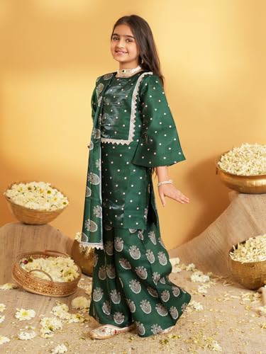 Image of AJ DEZINES Ethnic Wear Sharara Suit Set For Girls|Punjabi dress for Kids|Silk Blend Girls Salwar Suit|Traditional Patiala Outfit|Stylish Kids Kurta for Festivals Weddings & Special Occasions