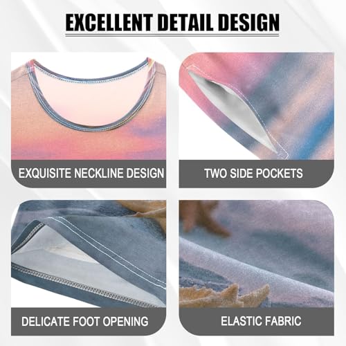 ALAZA Baseball Starfish Sunset Ocean Pajamas Set Short Sleeve Cotton Sleepwear Summer Pjs 2 Piece 5-14Y4