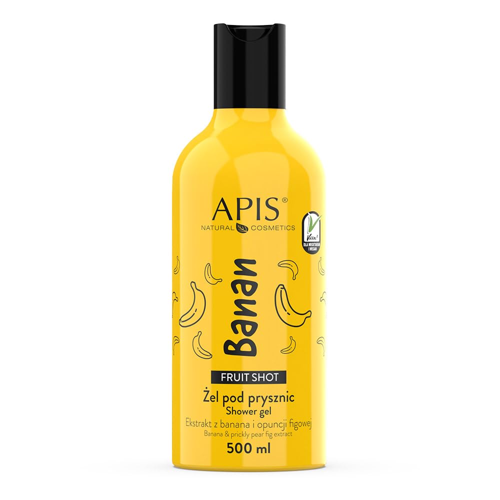 Apis Natural Cosmetics Fruit Shot Banana Shower Gel with Banana Extract and Hyaluronic Acid, 500ml