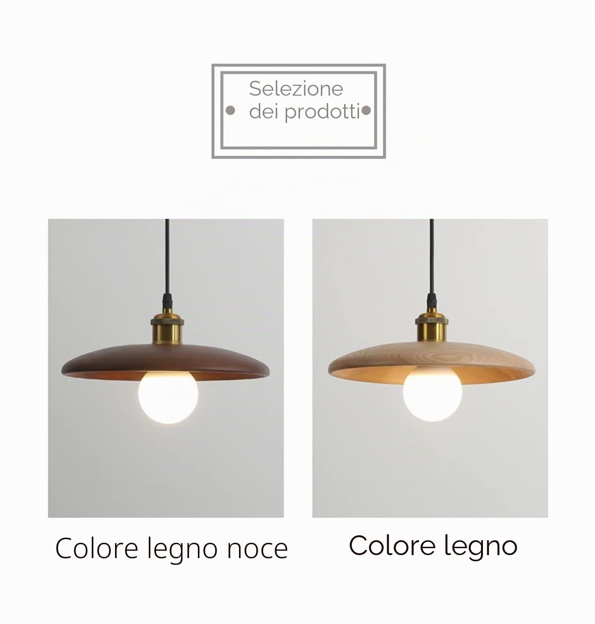 Chrasy Lampada a Sospensione Cavo Regolabile Legno Noce E27 28 cm Max 60 W | Illuminazione Verso il Basso, Atmosfera Calda, Paralume Compatto, Compatibile con Dimmer Esterno, Cucina Sala Bar Soggiorno