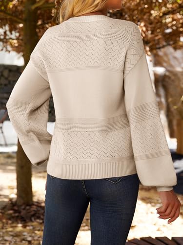 Anbech Womens Cardigan Sweater Lightweight Trendy Long Sleeve V Neck Button-Down Crochet Shrugs Cardigans3