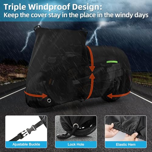 Image of Motorcycle Cover Waterproof for Nightster /Nightster Special /Sportster S /Sporster 883 /SuperLow, Heavy Duty Sun UV Rain Dust All Weather Protection Motorbike Cover with Soft Cotton Lining & Lock Hole