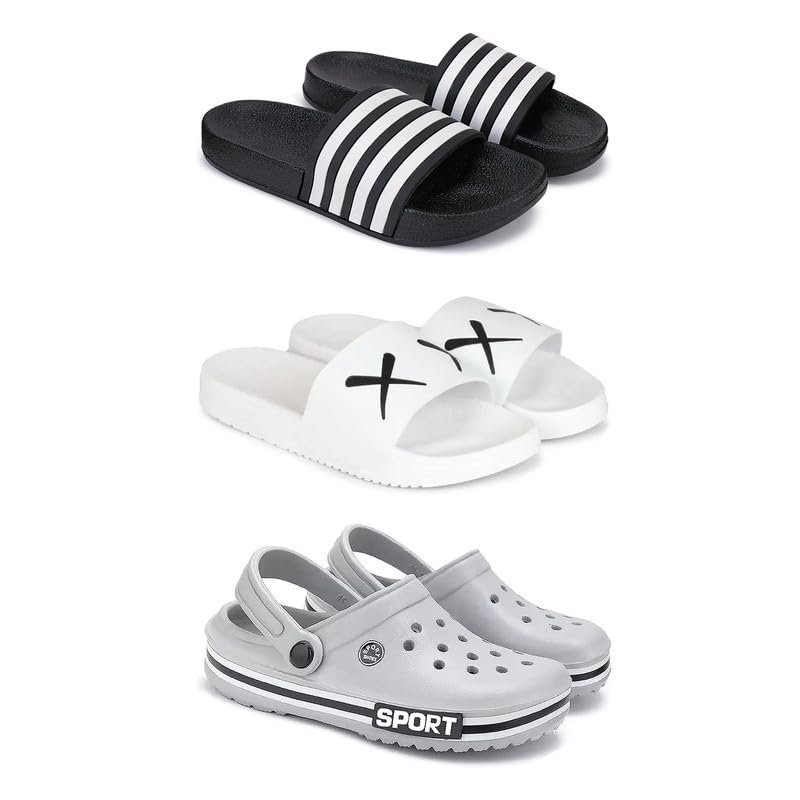 Lightweight Classic Slider || Sandals with Clogs for Men-Combo(3)-3024-3029-3016-7 Grey (COMBO(3)-3024-3029-3016-7__BZ)-image-46