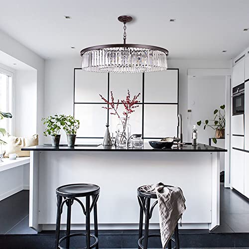 Meelighting Oil Rubbed Bronze Crystal Chandeliers Modern Contemporary Ceiling Lights Fixtures Pendant Lighting For Dining Room Living Room Chandelier D33.5 8 Lights #TOP2