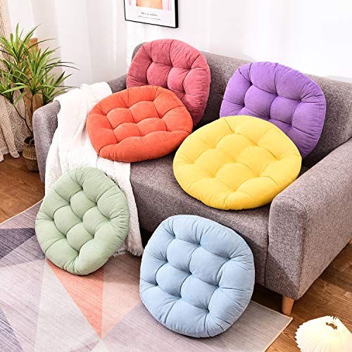 image for HIGOGOGO Round Solid Color Floor Pillow, Tufted Meditation Pillow for 