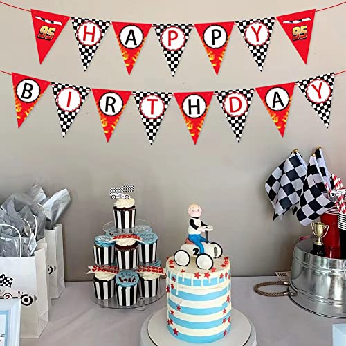 Race Car Happy Birthday Banner - Racing Themed Party Sign, Checkered Flag Decorations by Derzhssg - Image 6