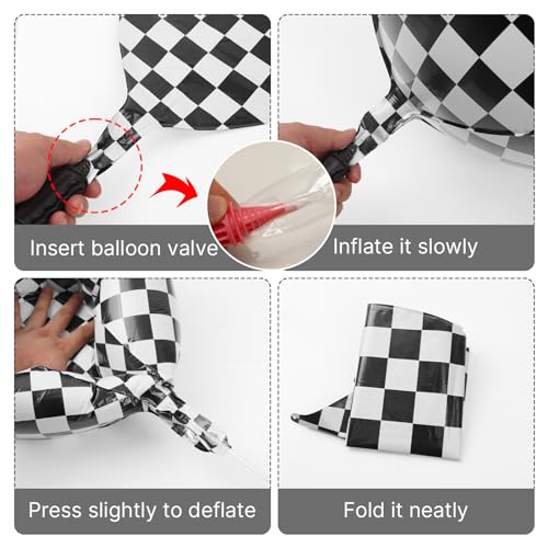 Image of PartyWoo Checkered Foil Balloons 6pcs Large Round Giant Jumbo 4D Balloons