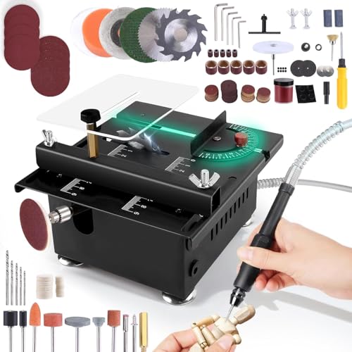 ZMURED Mini Tischkreissäge Multifunktions-Tischkreissäge für Handwerk Geschwindigkeit und Winkel einstellbar Schneiden Schleifen Tischkreissägen Tragbare Präzisions Table Saw
