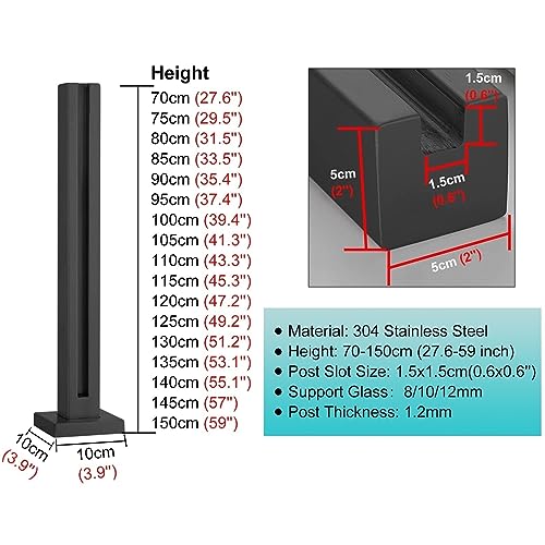 Poste de barandilla de acero inoxidable 304 ajustable de 70 a 150 cm 3