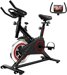 Bicicleta Ergométrica Academia Spinning Silenciosa - Preta, Vermelha e Branca - 10 Níveis de Resistência Magnética - Monitor LCD em Tempo Real - Ideal para Interior