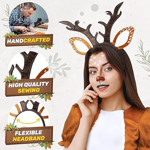 Serre-Tête Bois De Cerf Pour Cosplay Et Noël – Coiffe Déguisement Enfants Adultes, Accessoire Photo, Fête Costumée, Spectacle