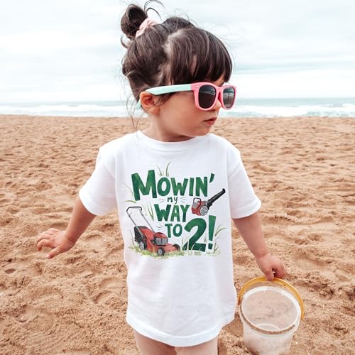 Mowin' My Way To 2 Toddler Shirt - Cute Lawn Care Mowing Lawn Mower Obsessed Kid 2nd Birthday Party Theme Shirts - Natural Boho Toddler & Youth Clothing4