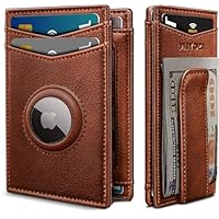 MIYOZI Airtag Wallet for Men 9-11Cards- with Money Clip Gift Boxed, Magnetic Closure Slim Genuine Leather Front Pocket Wallet, 3.9"x 2.7", RFID Blocking