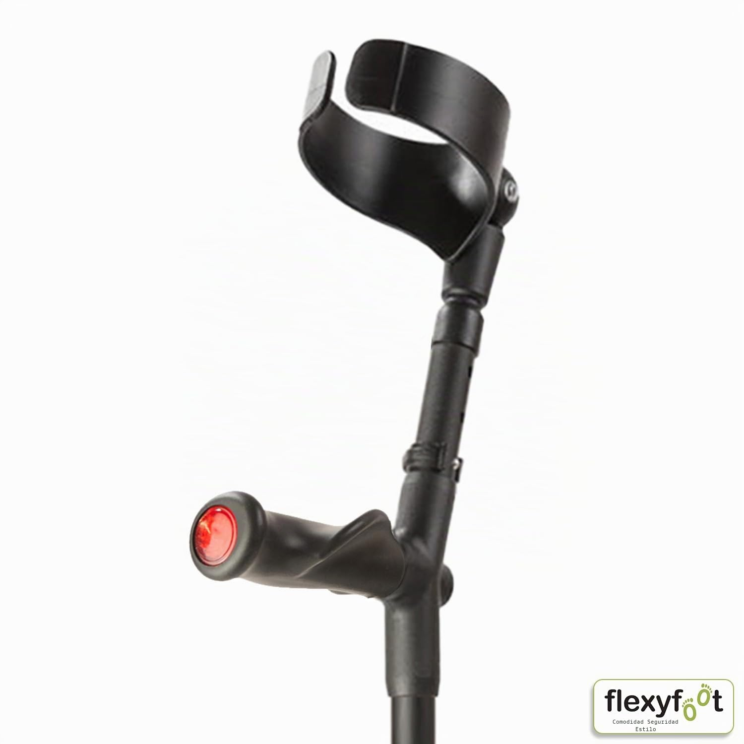 Flexyfoot - Muleta, regulación doble, agarre cómodo, absorción de golpes, para mano derecha, optimiza la seguridad, el agarre y reduce los golpes y vibraciones, color negro