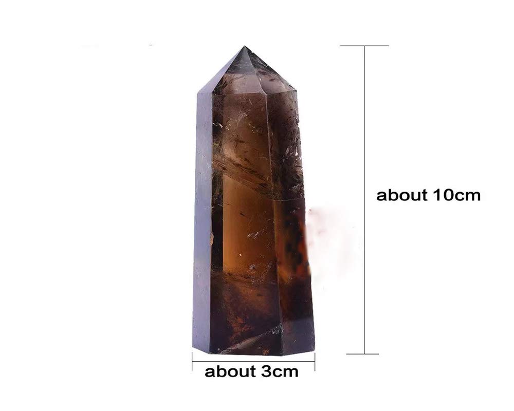 StoneStory Healing Crystal Smoky Quartz Wands Large 4 Inch 100mm 6 Faceted Prism Bars for for Reiki Chakra Meditation 1PC Approximately 160 Grams (Smoky Quartz)