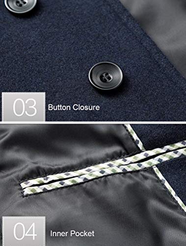Image of FTCayanz Men's Wool Trench Coat Winter Slim Fit Business Top Coat Single Breasted Overcoat