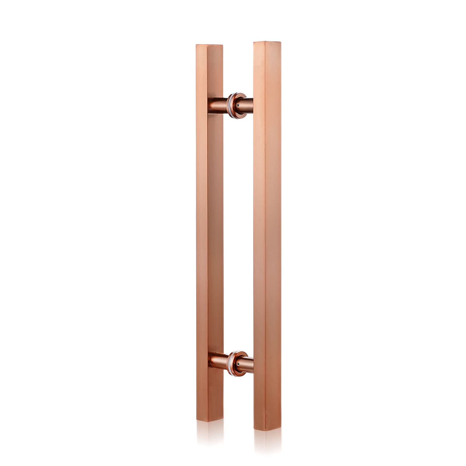 CWCQGH Rose Gold Square Entry Door Handle,Modern Steel Push Pull Door Handle for Shower Glass Sliding/Barn Door/Interior Exterior Door,Include Fittings,Rose Gold-100x70cm