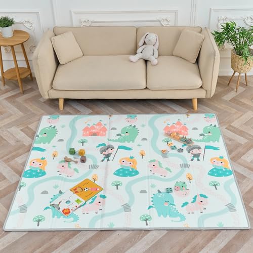 SUPERBE BEBE - Tapis D'éveil Bébé Pliable Epais Réversible 150x180x1cm - Tapis De Jeu De Motricité Pour Enfant - Tapis De Sol XXL En Mousse - Favorise Le...