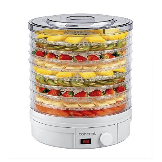Concept Elettrodomestici SO1020 Essiccatore per Frutta, 9 Scomparti, 245 W, 46 Decibel, Plastic, Bianco