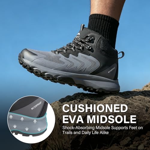 Image of Men's Waterproof Hiking Boots Lightweight Comfortable Outdoor Walking Trail Boots Shoes