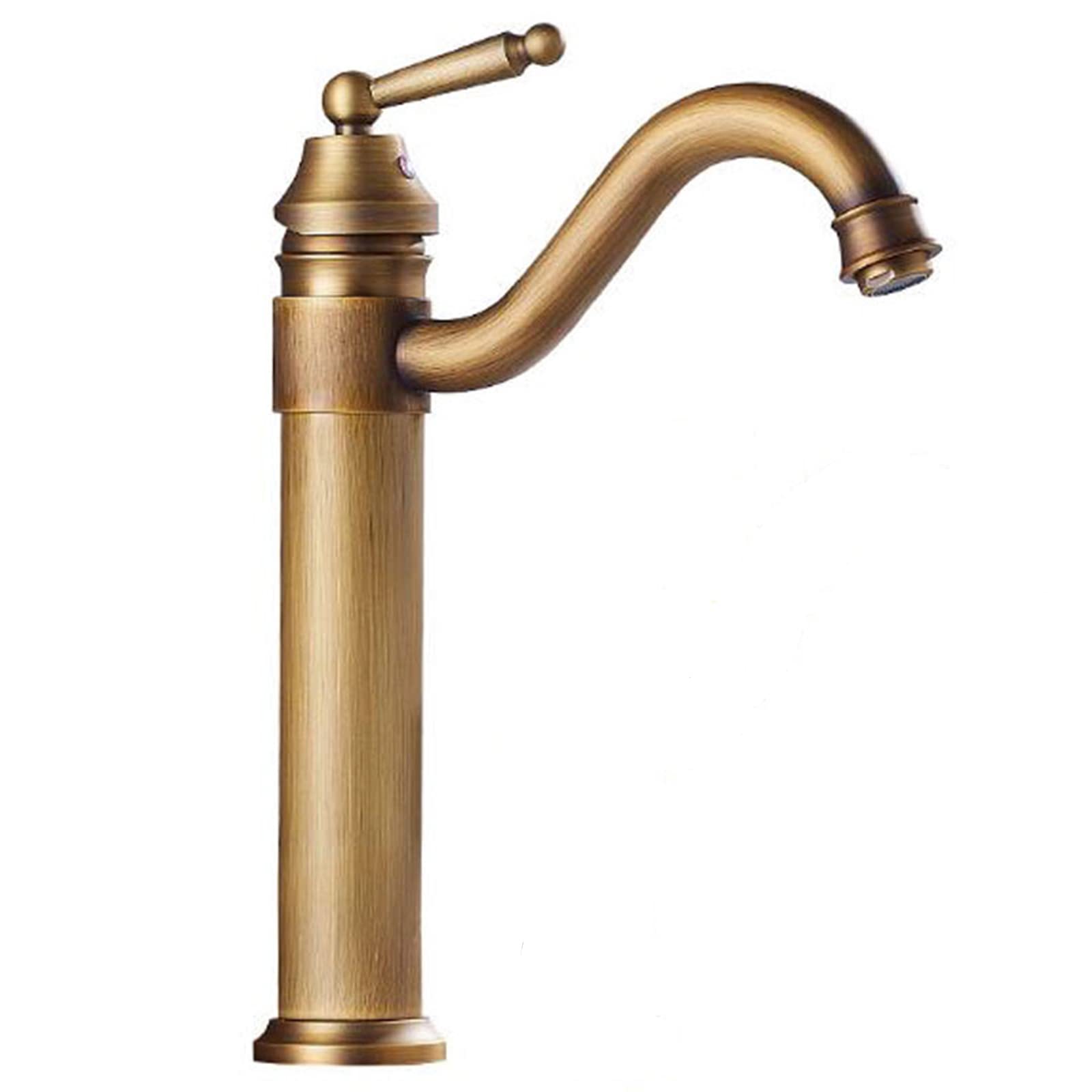Grifo Compatible con Lavabo de baño, Grifo de Agua fría y Caliente, Grifo de baño de Bronce Antiguo, Grifo de baño de latón, Grifo de Lavabo de baño Retro de un Solo Orificio, Grifo de lavab
