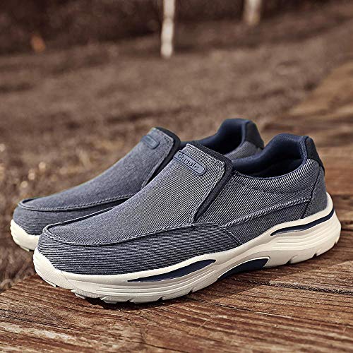SNEKARMIN Men's Spring/Autumn Canvas Loafers - Comfortable Breathable Driving Shoes, Grey2