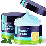 (4oz) Hemp Cream Lotion for Pain and Inflammation Relief Maximum Extra Strength Topical CBS MSM Emu Oil Joint Muscle Rub Strongest for Lower Back Foot Knee w Arnica Montana Spirulina Turmeric Extract